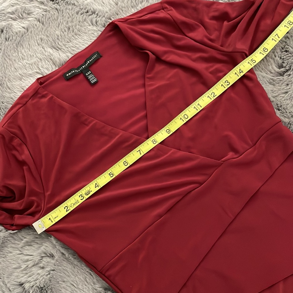 White House Black Market Burgundy Wrap Long-Sleeve Top - Picture 7 of 8